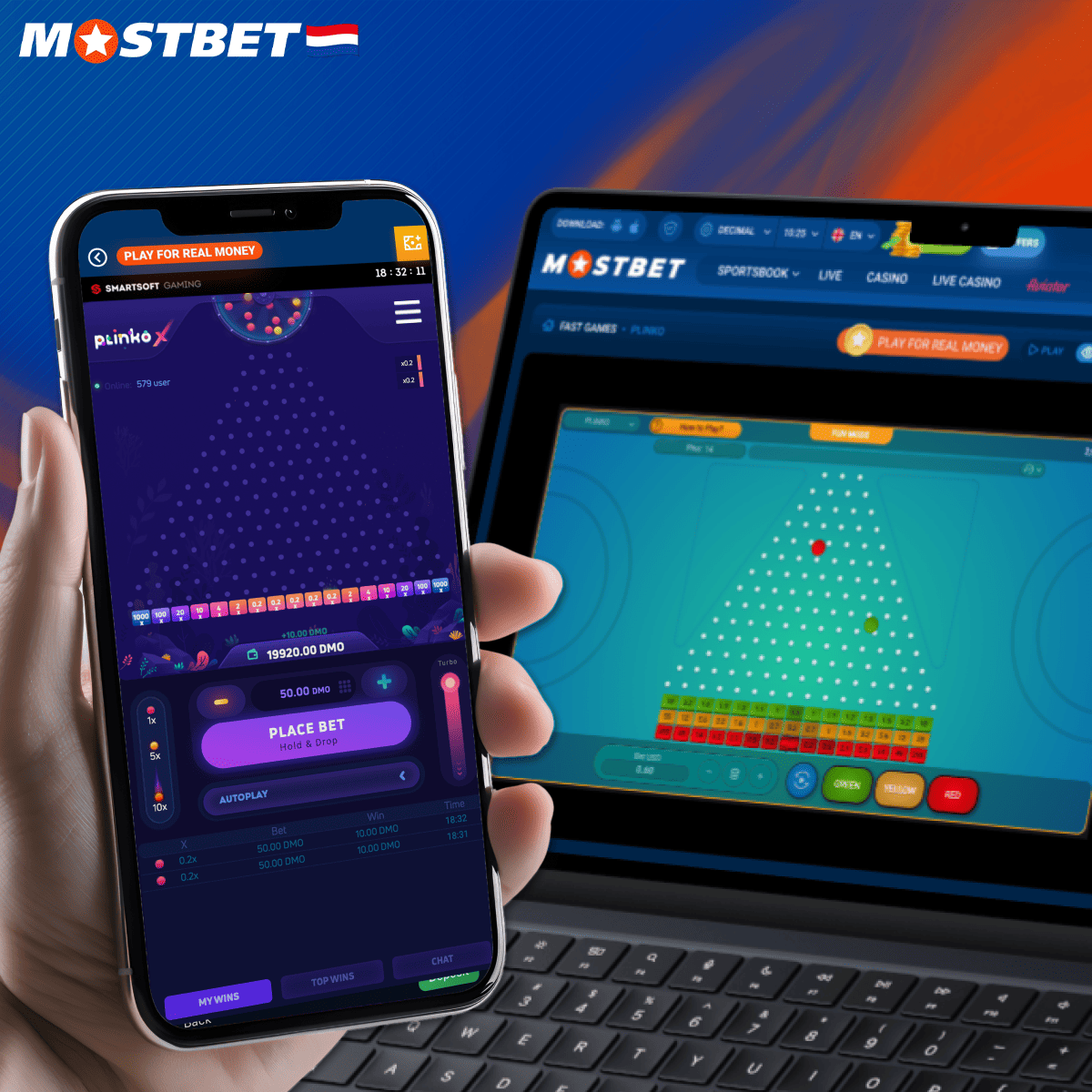 Plinko spel op Mostbet